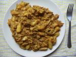 Ostrov Korfu a jídlo Sofrito na talíři