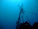 Korfu a vrak lodi pod hladinou moře